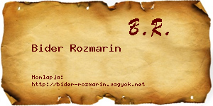 Bider Rozmarin névjegykártya